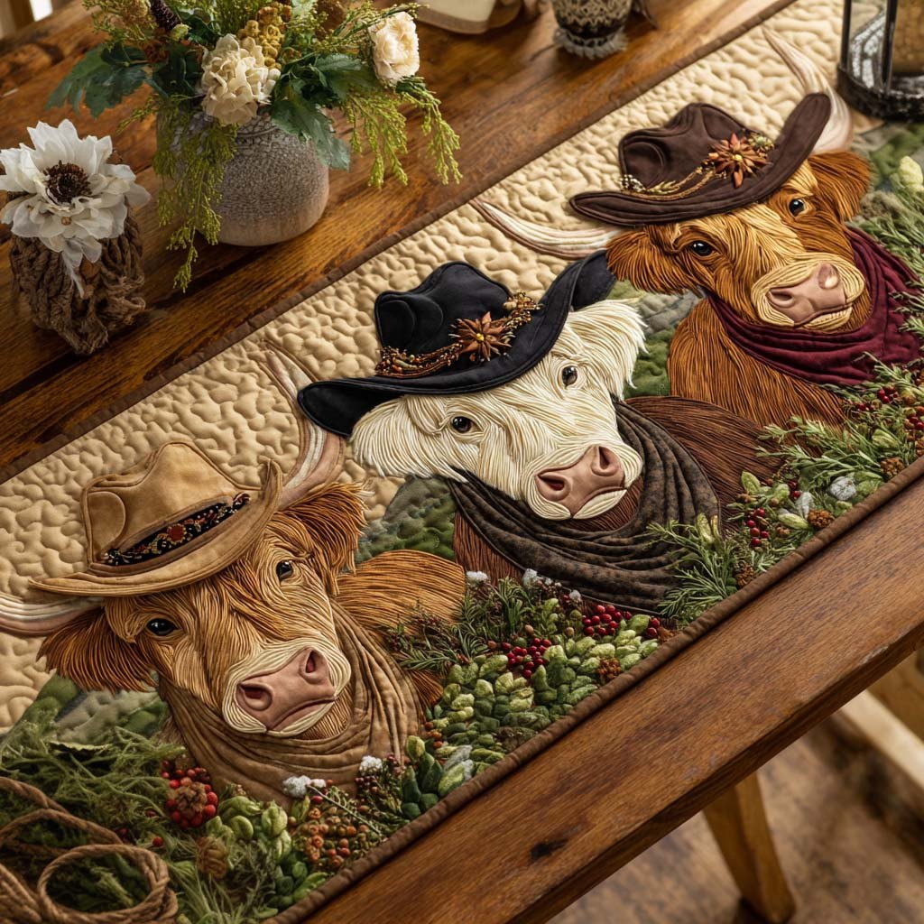 Rustic Trail Cow Table Runner