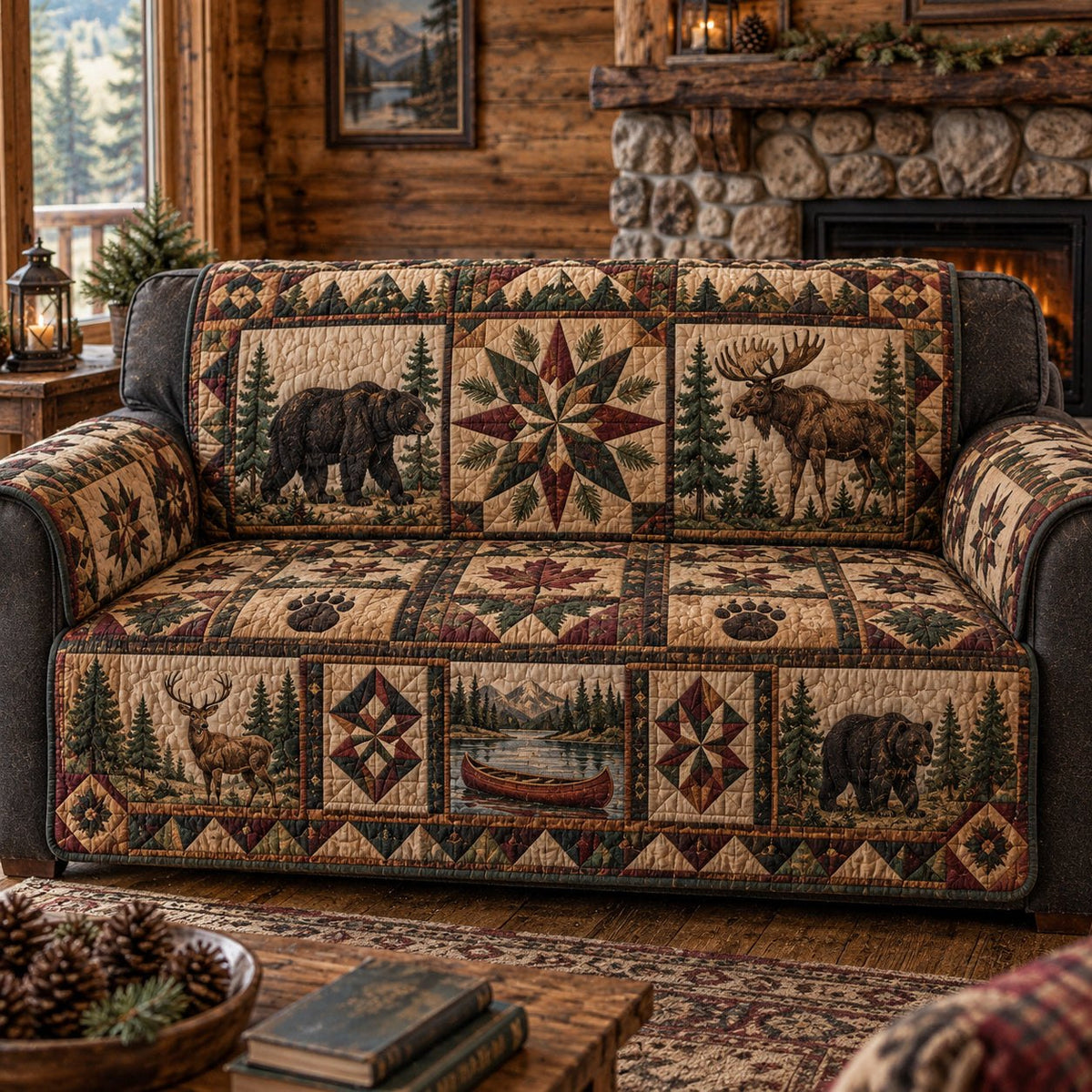 Rustic Woodland Charm Sofa Cover