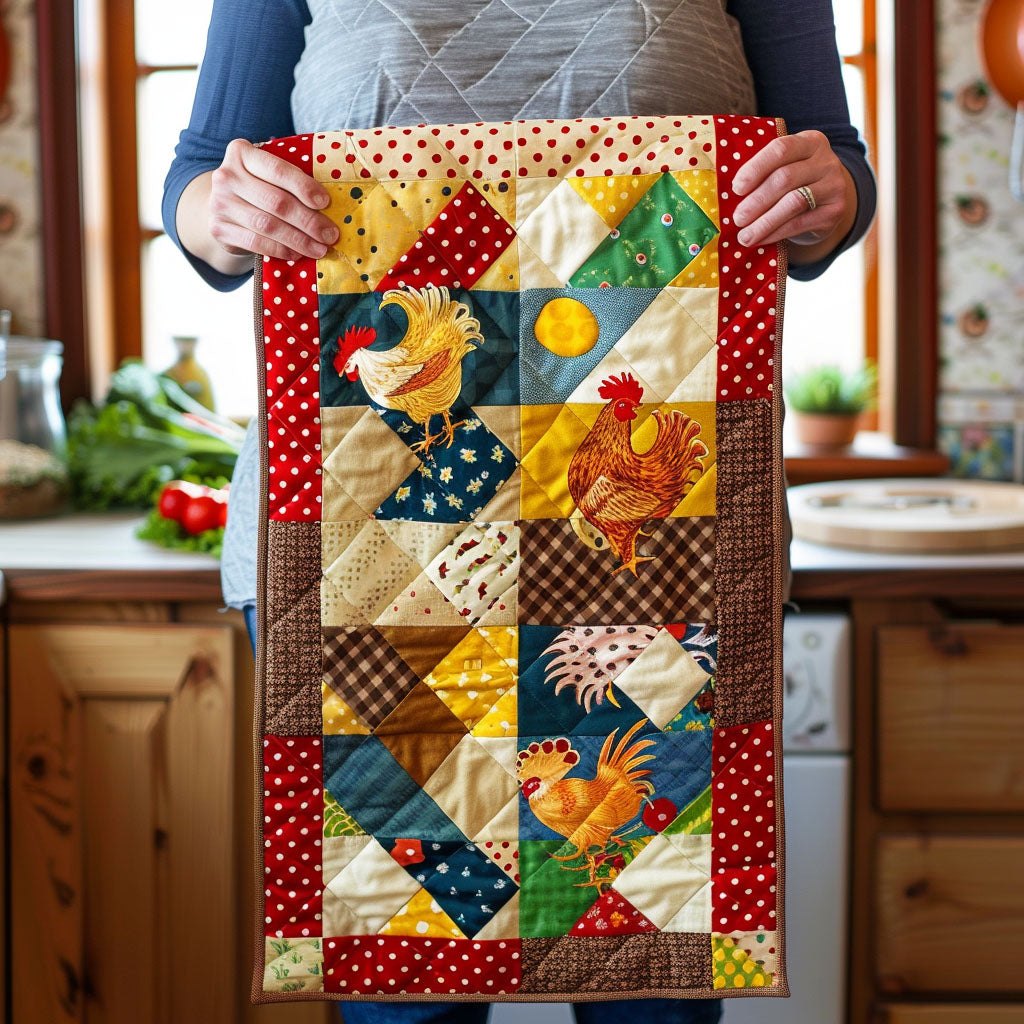 Rooster Patchwork Blocks Table Runner