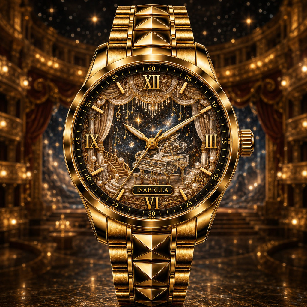 Custom Celestial Piano Theater Watch — personalized with a custom name