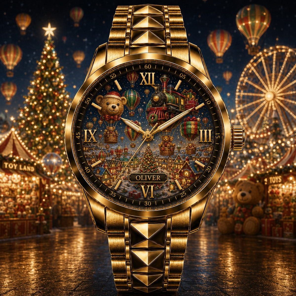 Custom Christmas Toy Balloon Carnival Watch — personalized with a custom name