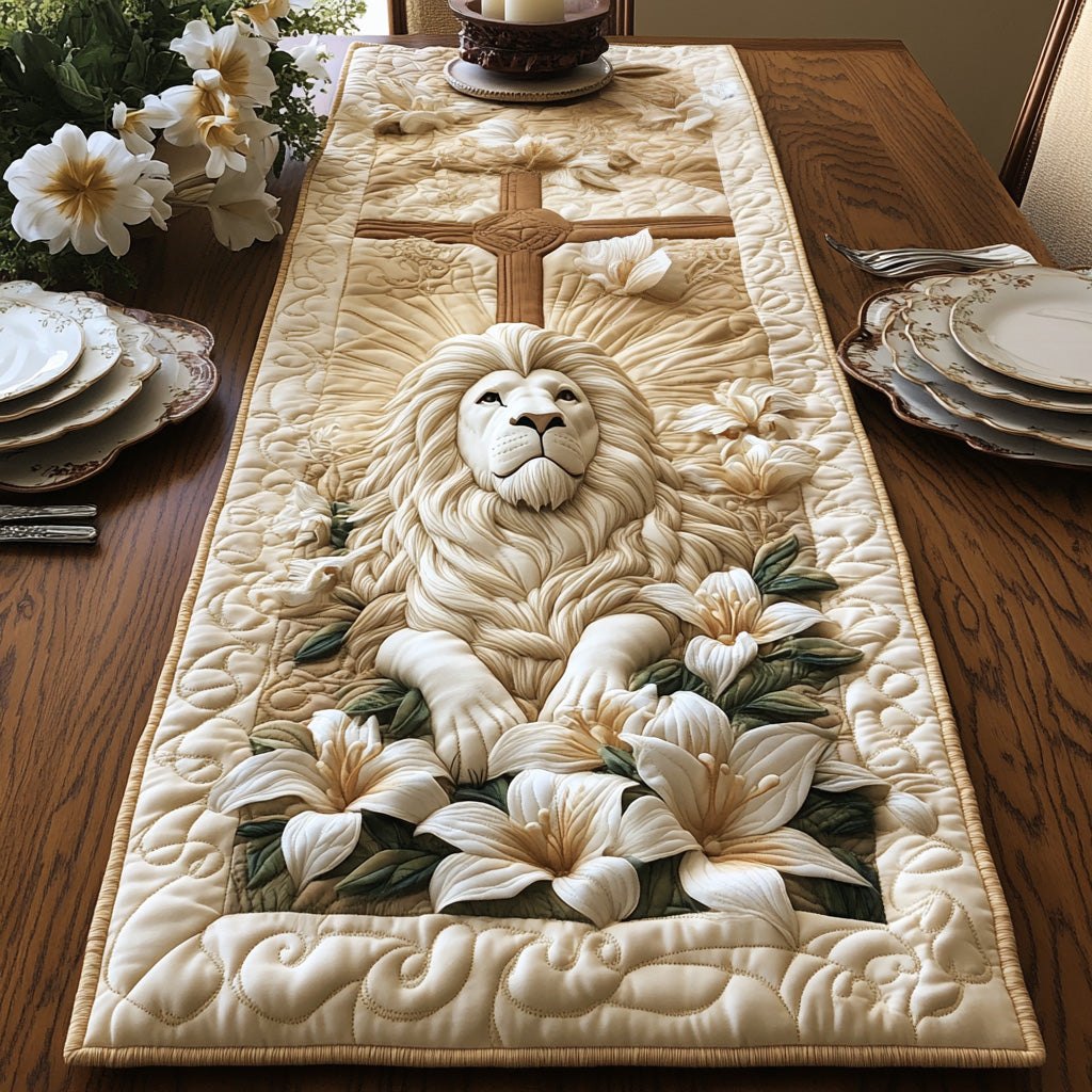 Lion with White Lilies Table Runner