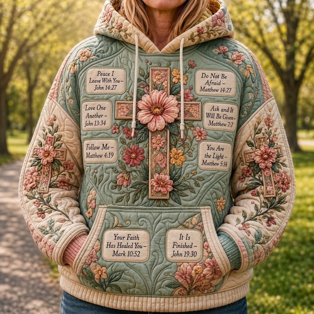 Sacred Floral Grace hoodie, all-over print