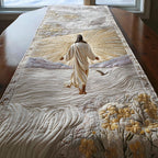 Jesus in White with Flying Dove Table Runner