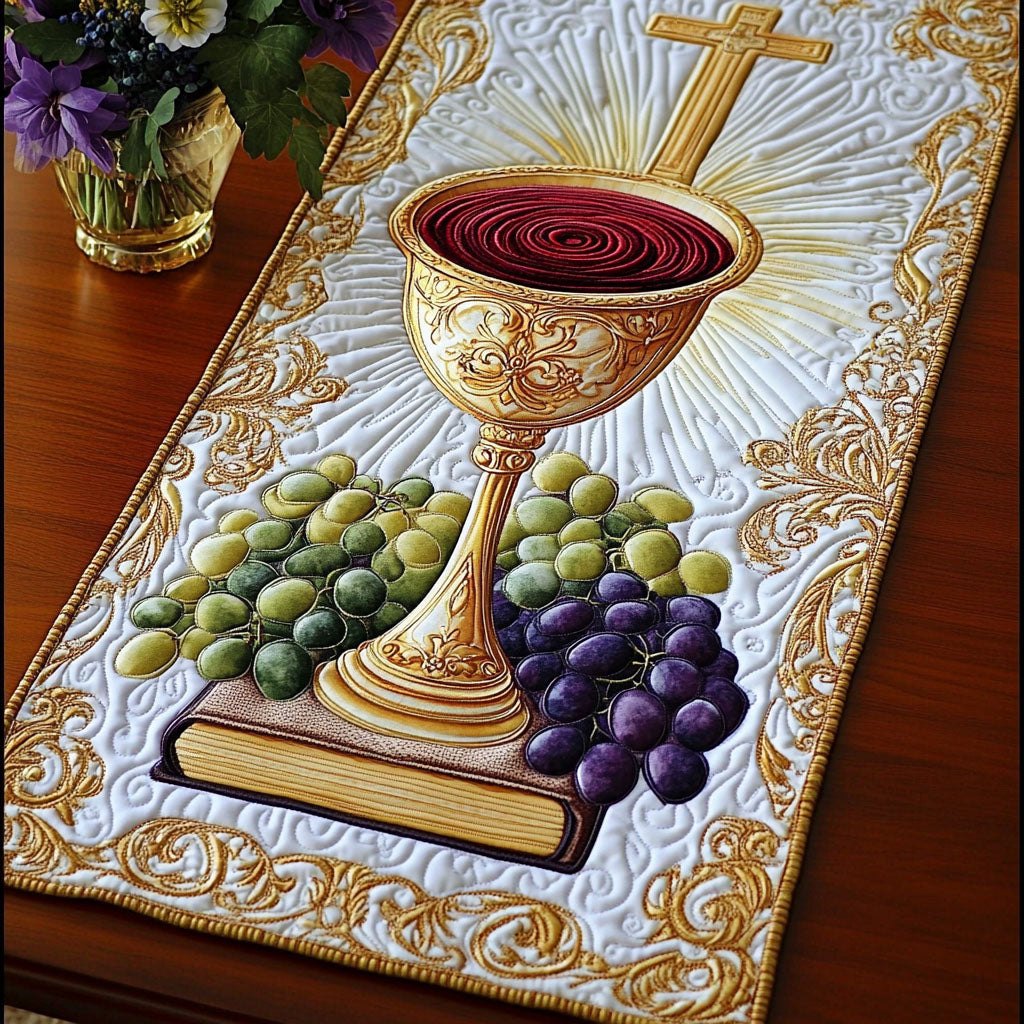 Chalice with Grapes and Loaf Table Runner