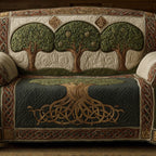 Celtic Roots in Gold on Deep Green Sofa Cover