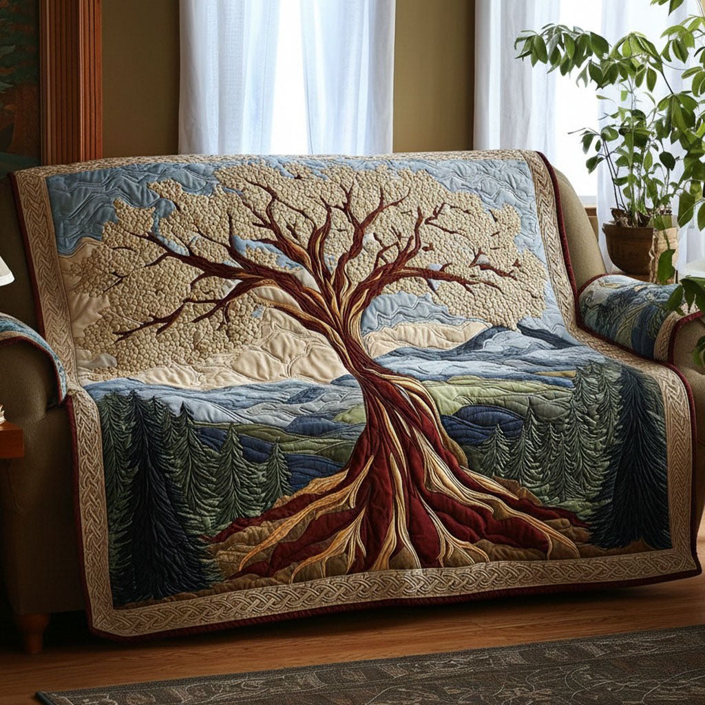 Bare Tree and Roots Above the Mountains Sofa Cover