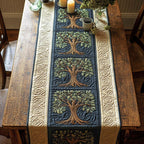 Tree Blocks on Cream and Navy Table Runner