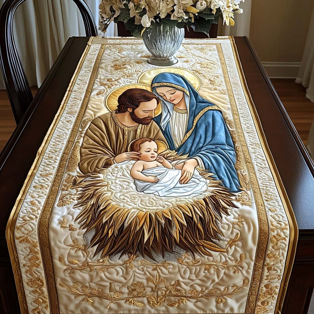 Nativity with Baby in the Manger Table Runner
