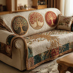 Golden Tree of Life Circles Sofa Cover