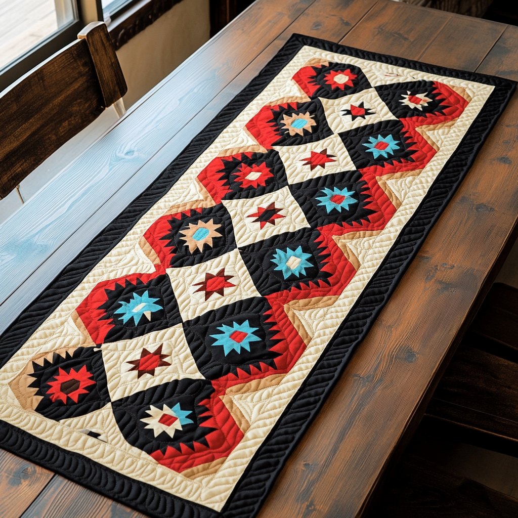 Southwest Diamonds in Red and Black Table Runner