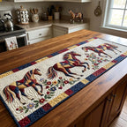 Running Horse Pair Floral Table Runner