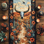 Steer Skull over Desert Path Table Runner
