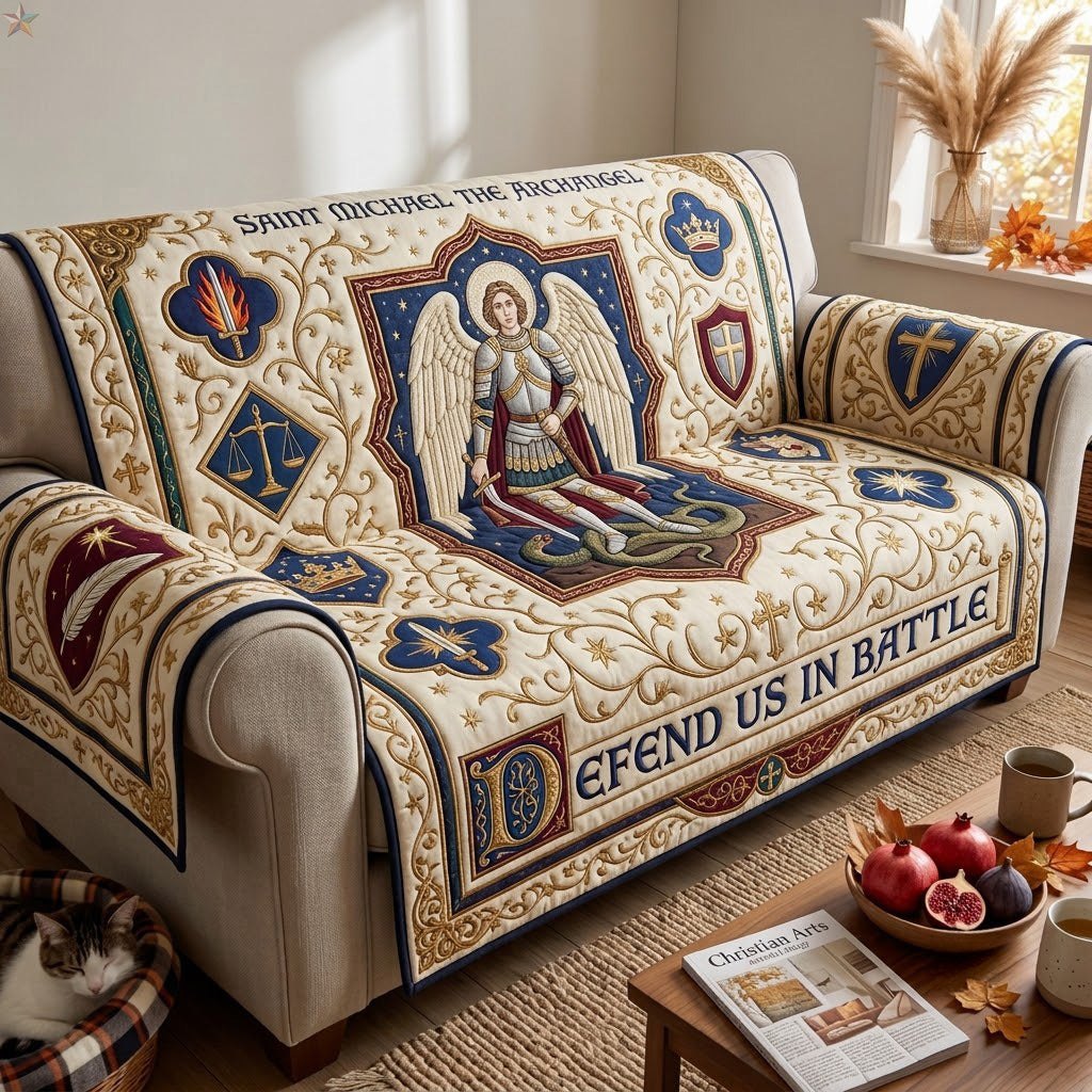 Saint Michael Heavenly Defender Sofa Cover