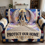 Saint Michael Protect Our Home Sofa Cover