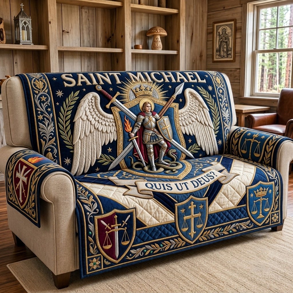 Saint Michael Shield of Faith Sofa Cover