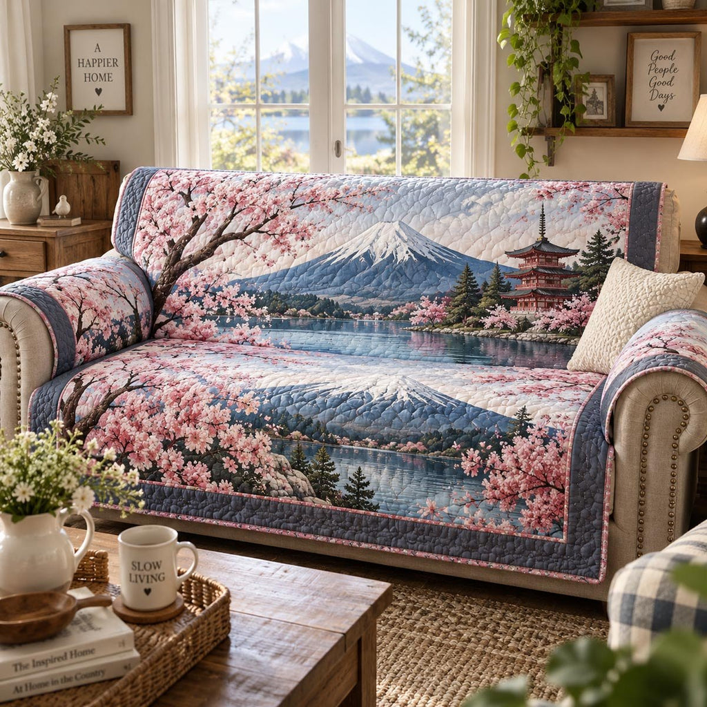 Sakura Mountain Lake Sofa Cover