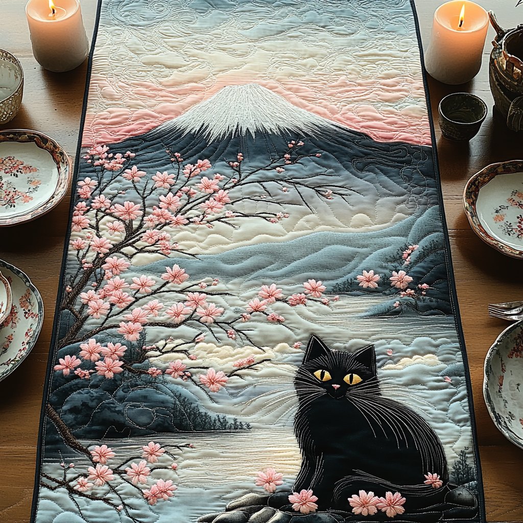 Sakura Sky Cat Table Runner