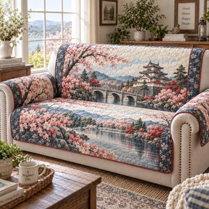 Sakura Temple Lake Sofa Cover - Made to Order