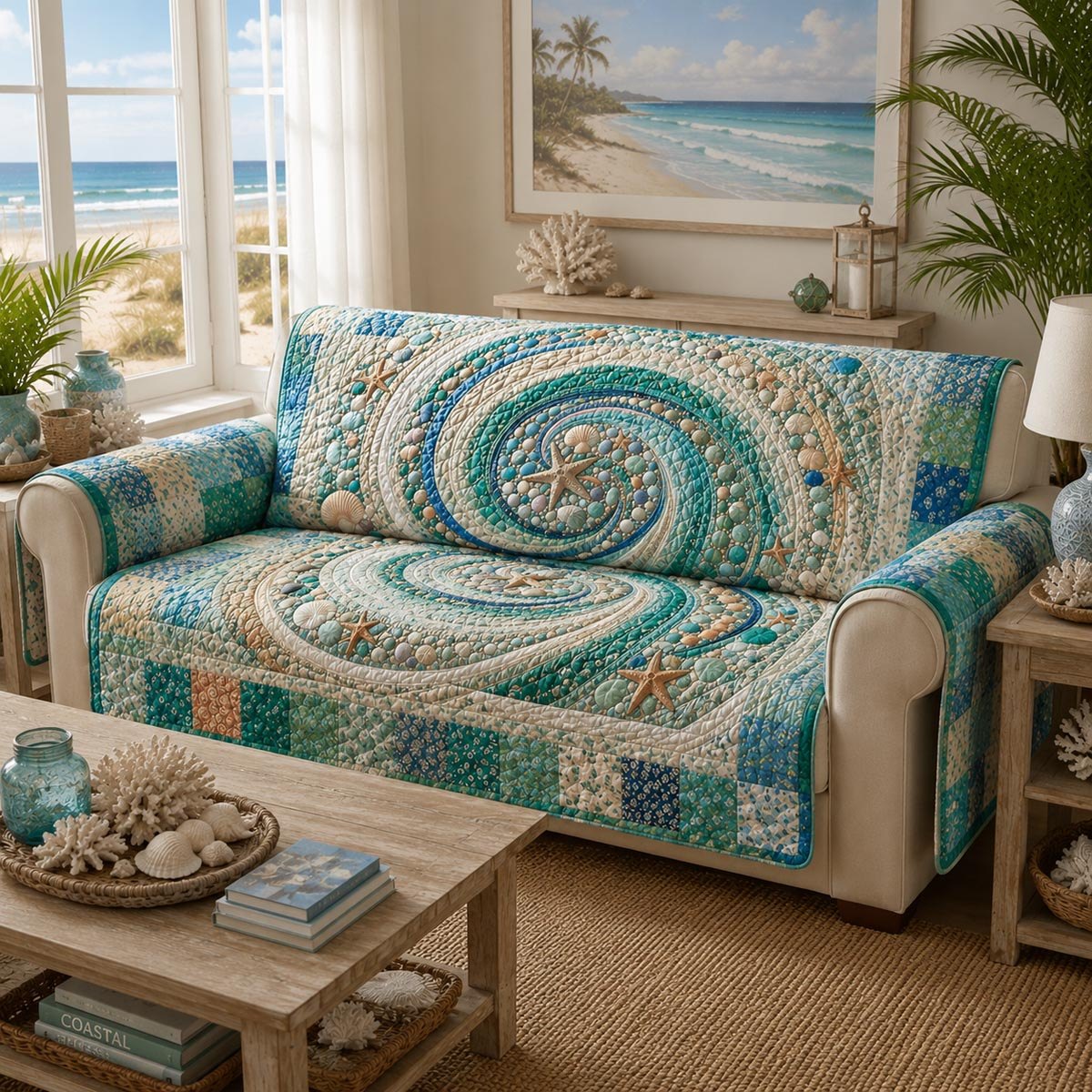 Saltwater Blooms Sofa Cover