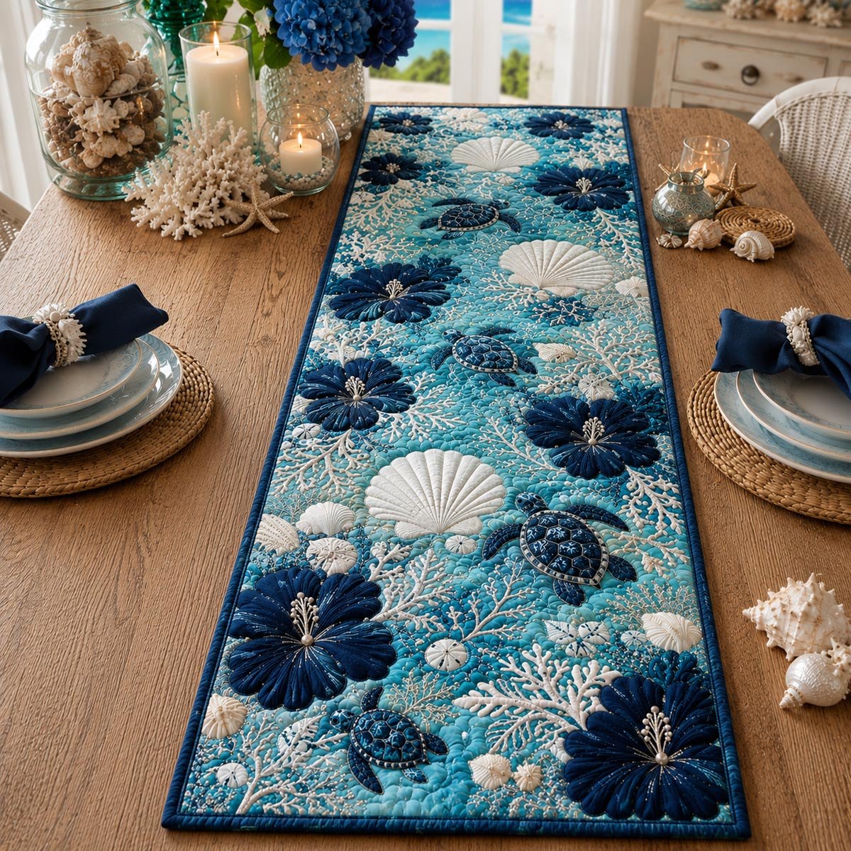 Saltwater Blooms Table Runner