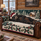 Santa Bear Holiday Sofa Cover
