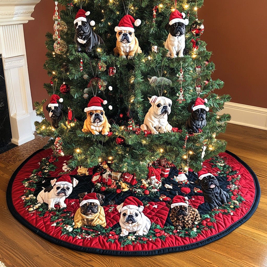 Santa Bulldog Fun Christmas Tree Skirt
