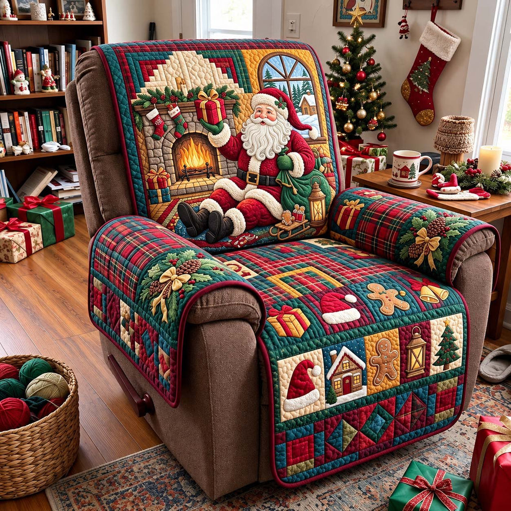 Santa By the Fireplace Sofa Cover