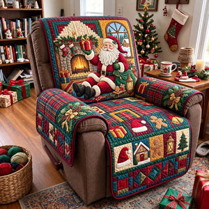 Santa By the Fireplace Sofa Cover - Made to Order