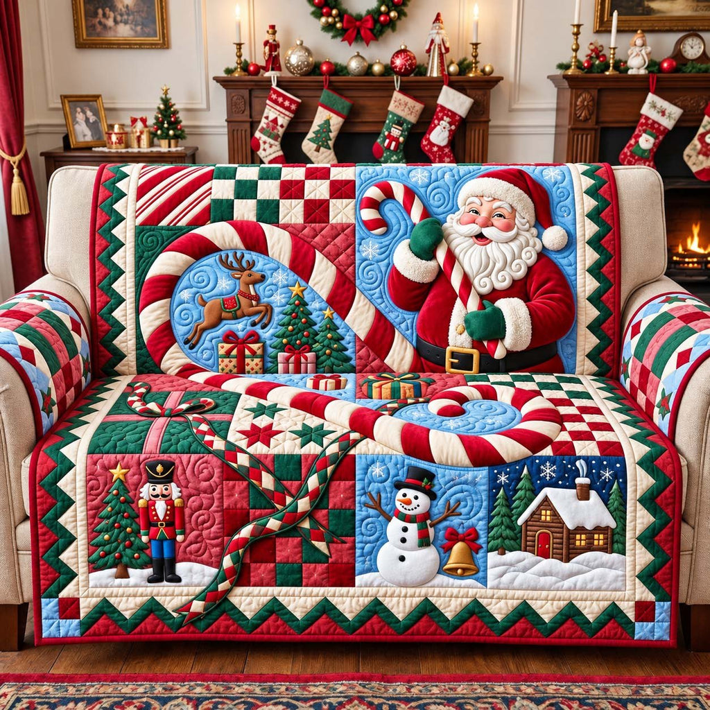 Santa Candy Cane Sofa Cover