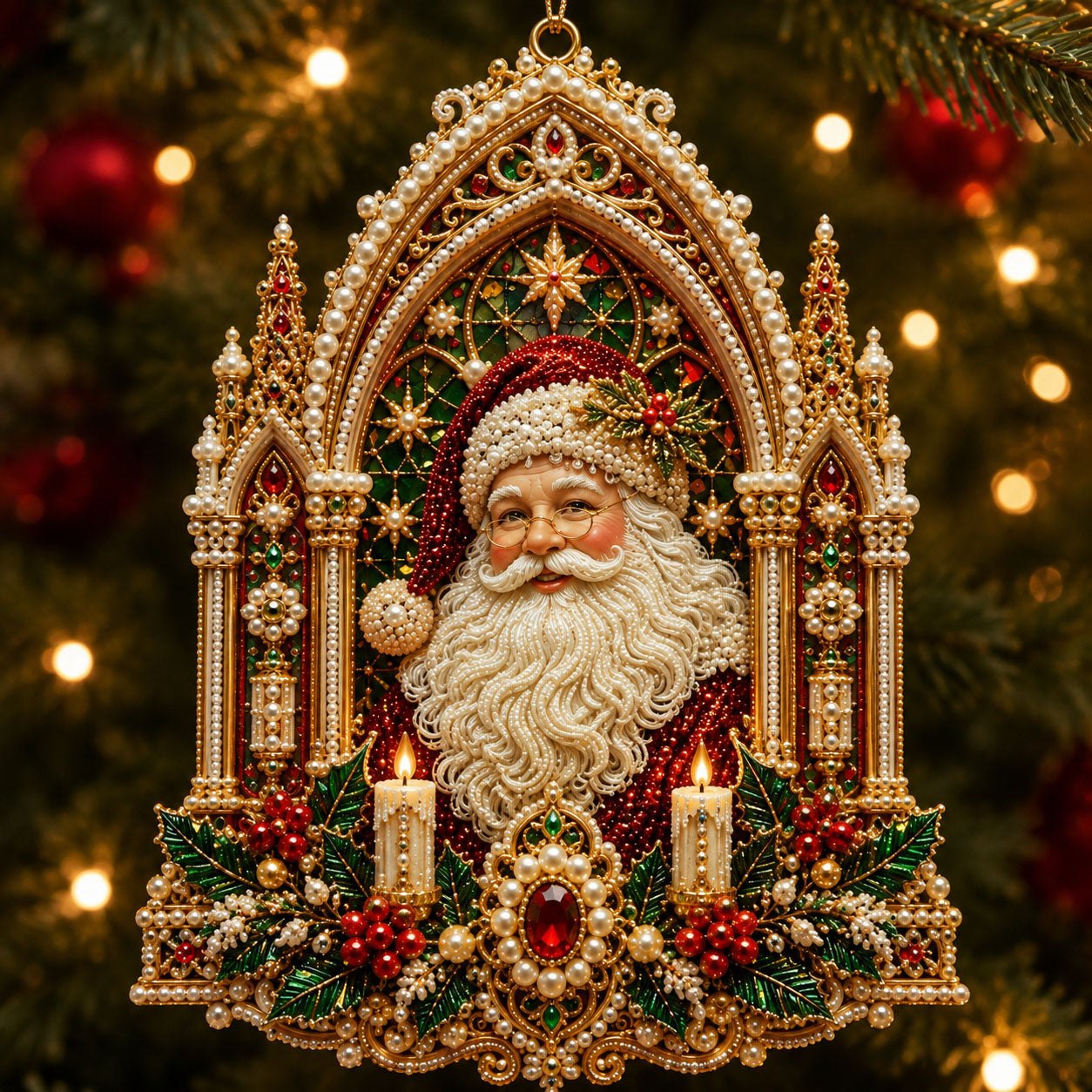 Santa Cathedral Christmas Ornament