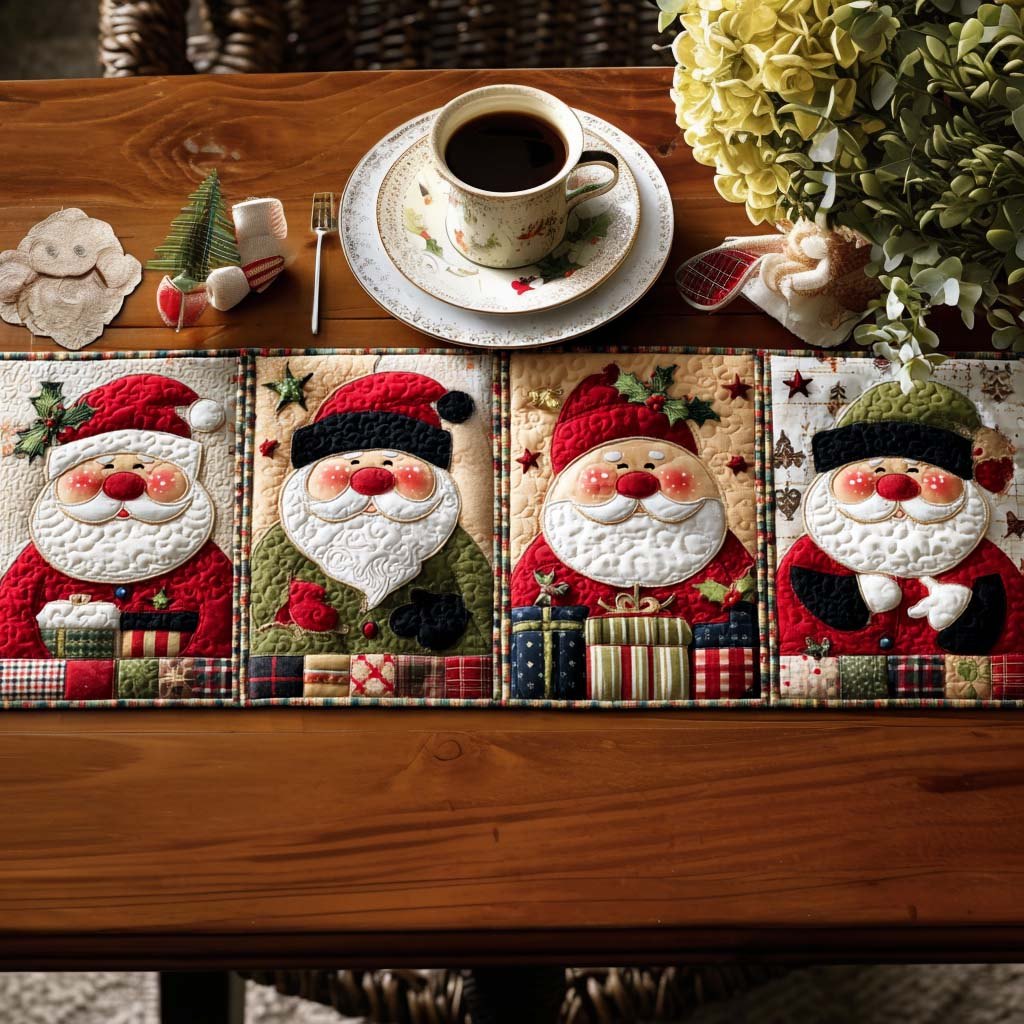 Santa Face Patchwork Blocks Table Runner