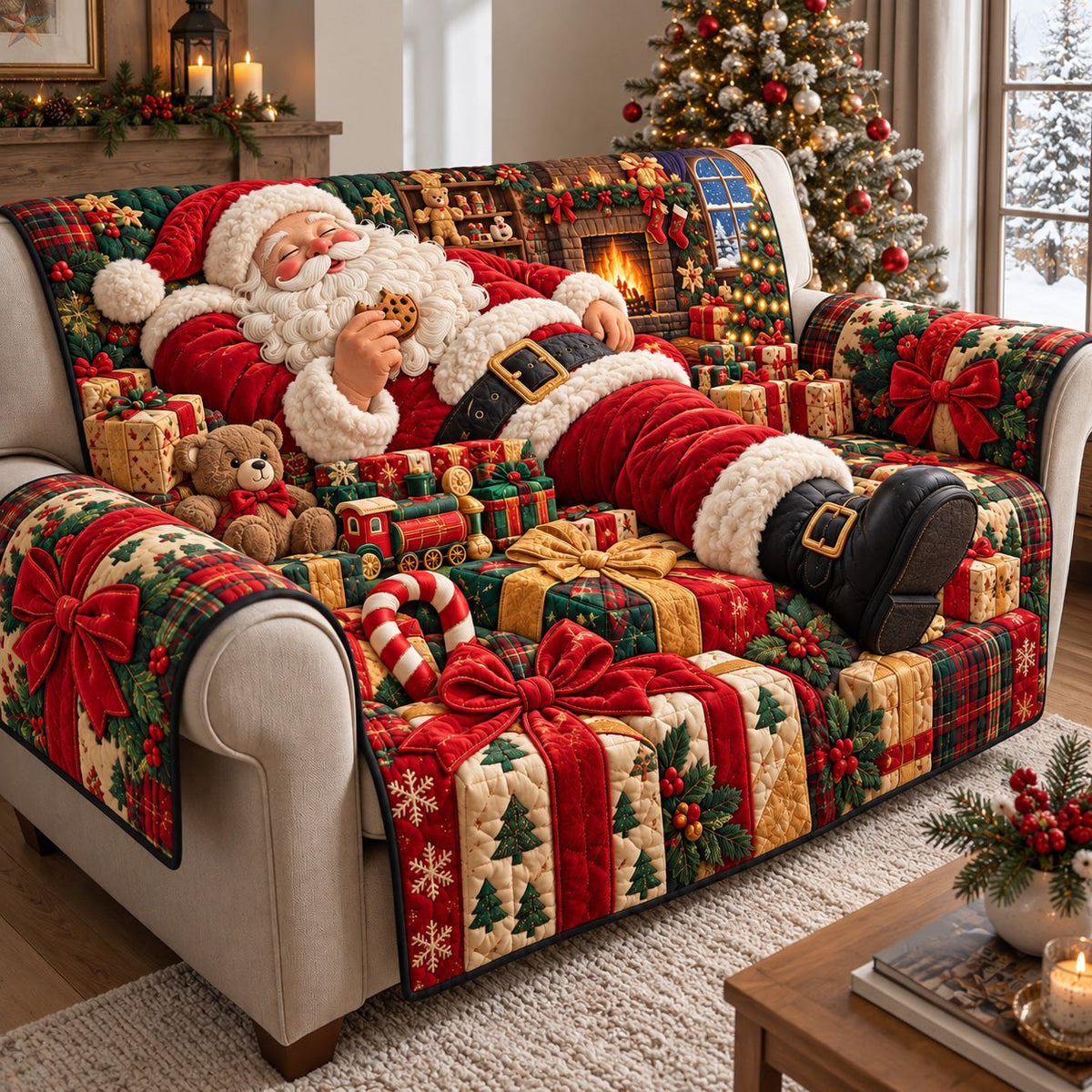Santa Christmas Gift Dream Sofa Cover