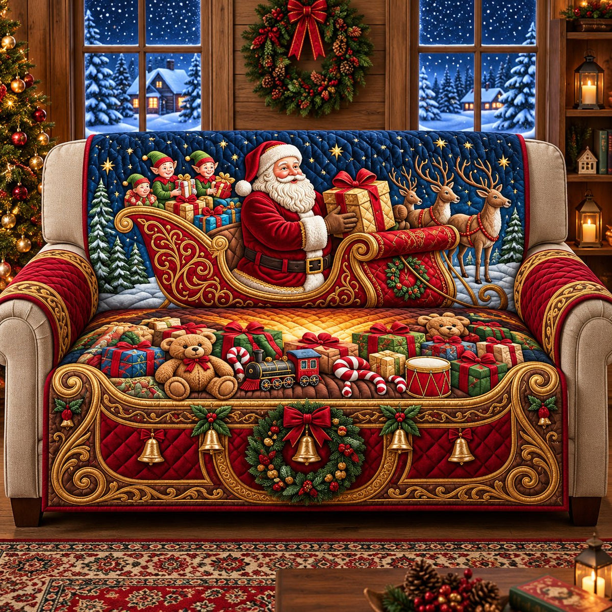 Santa Christmas Gifts Sofa Cover