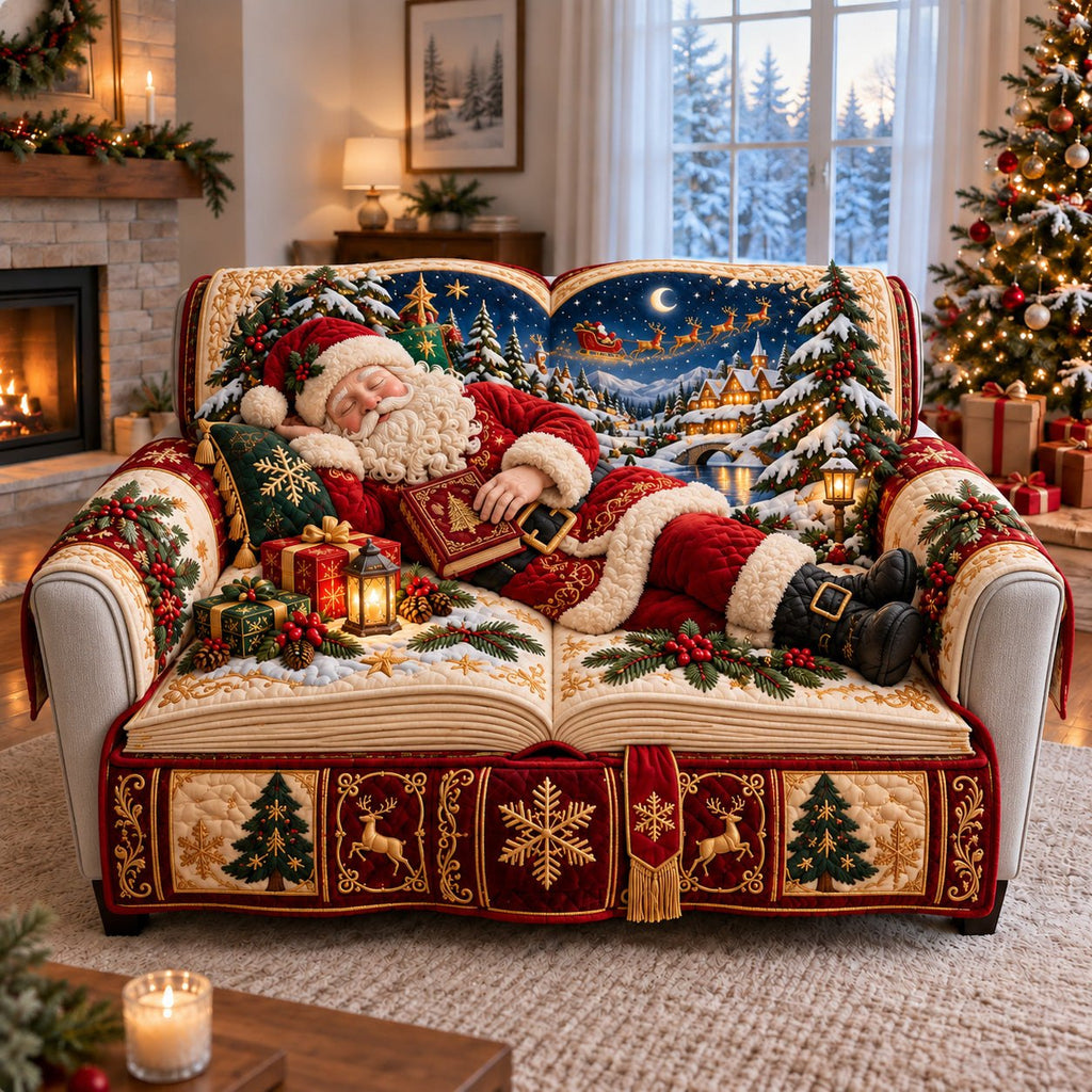 Santa Christmas Storybook Sofa Cover