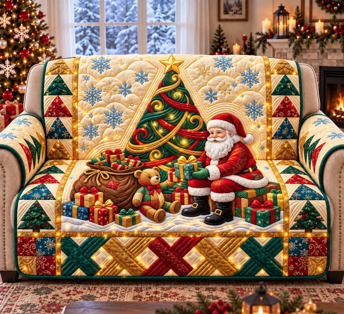 Santa Christmas Tree Magic Sofa Cover