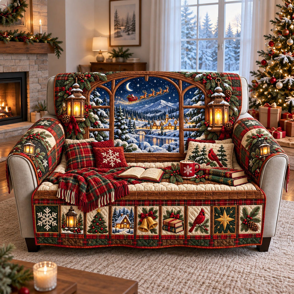 Santa Christmas Village Sofa Cover