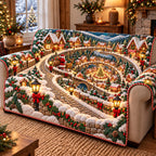 Santa Christmas Village Road Sofa Cover