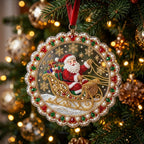 Golden Sleigh Santa Christmas Ornament