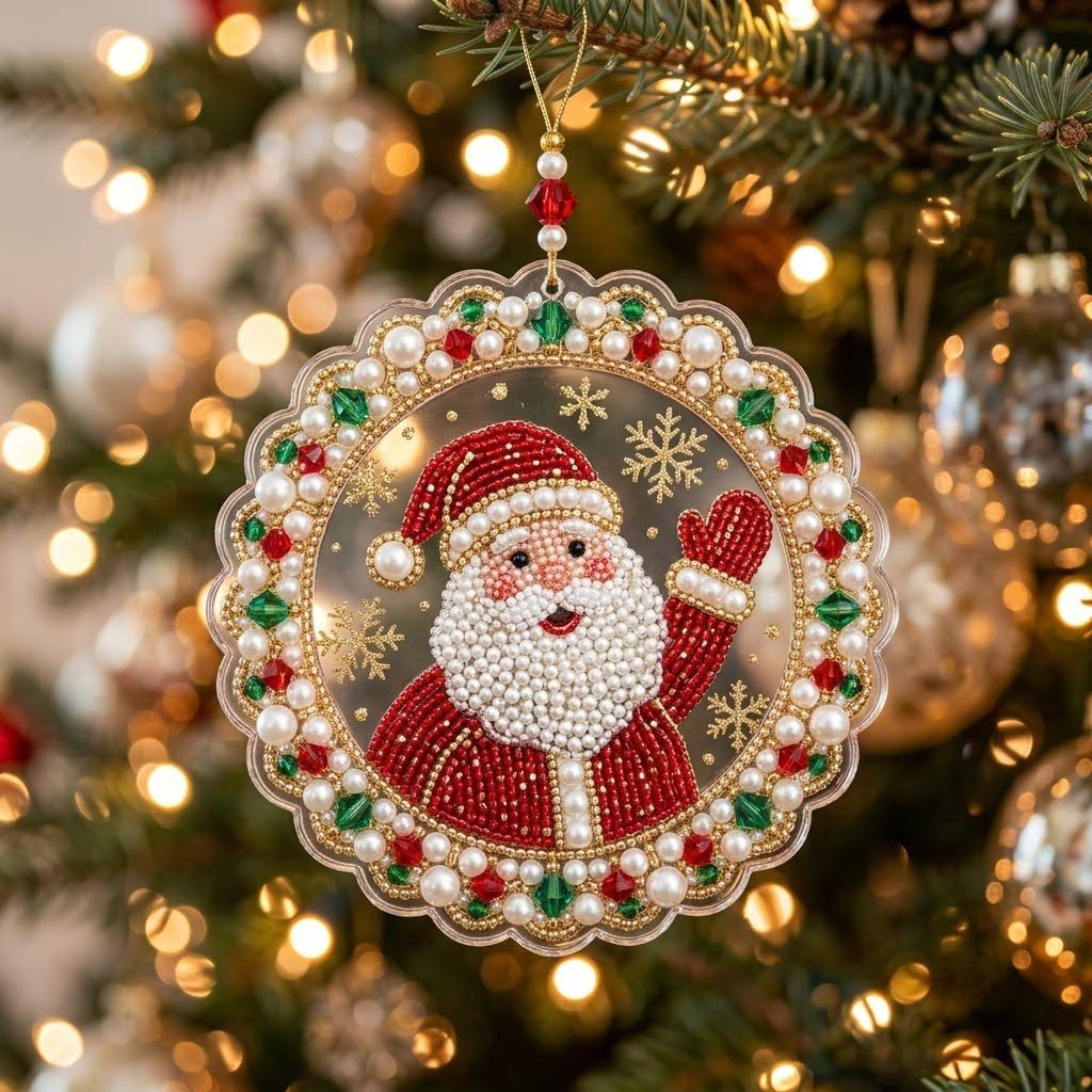 Waving Santa Portrait Christmas Ornament