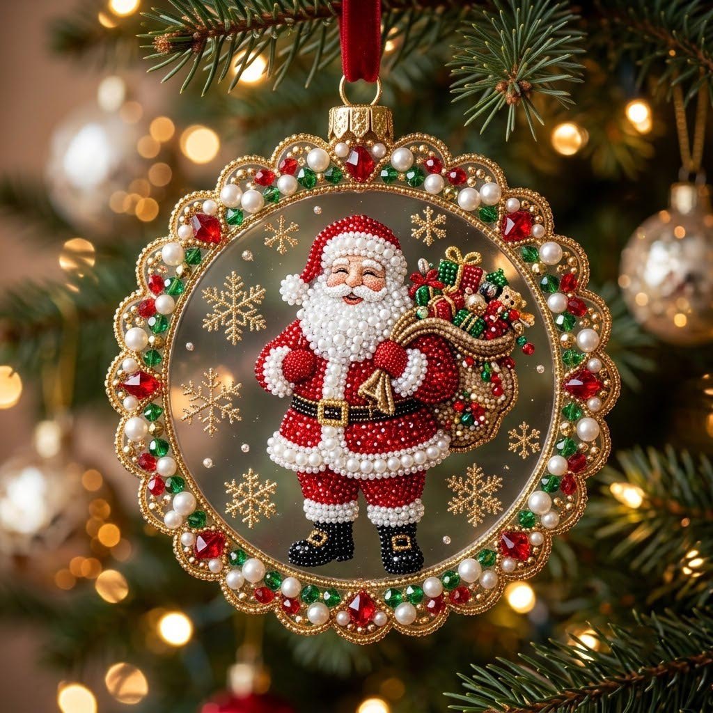 Santa with Gift Sack Christmas Ornament