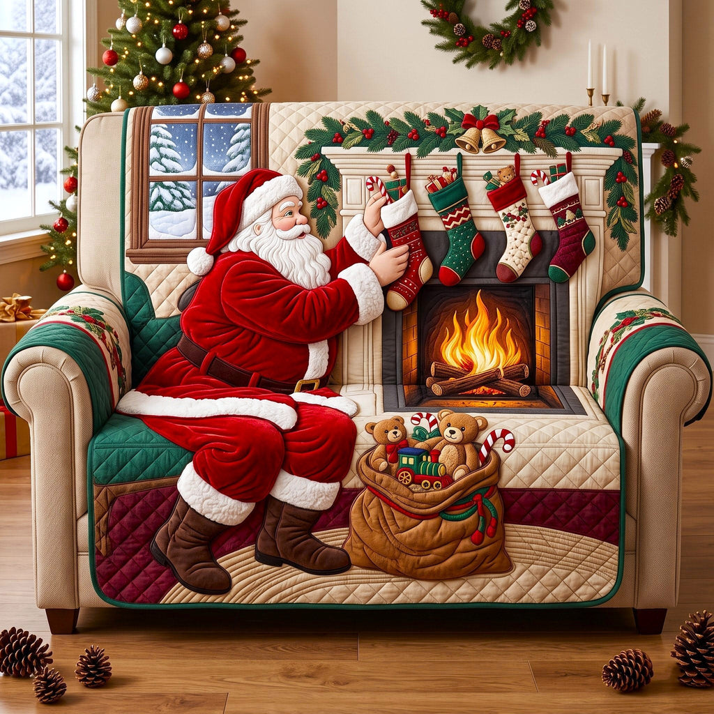 Santa Hanging Stockings Sofa Cover