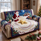 Santa Golden Star Snowfield Sofa Cover