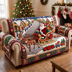Santa Sleigh Over Village Sofa Cover