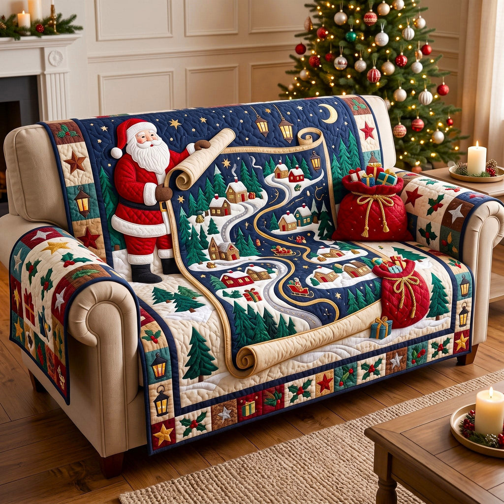 Santa Map Scroll Journey Sofa Cover