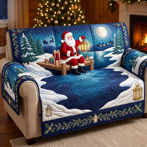 Santa Lantern Frozen Lake Sofa Cover - Made to Order