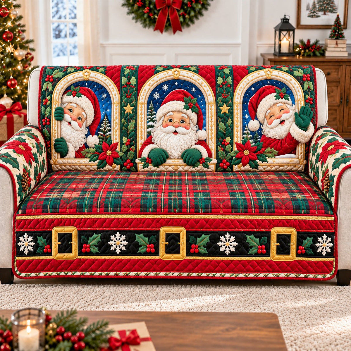 Santa Claus Window Sofa Cover
