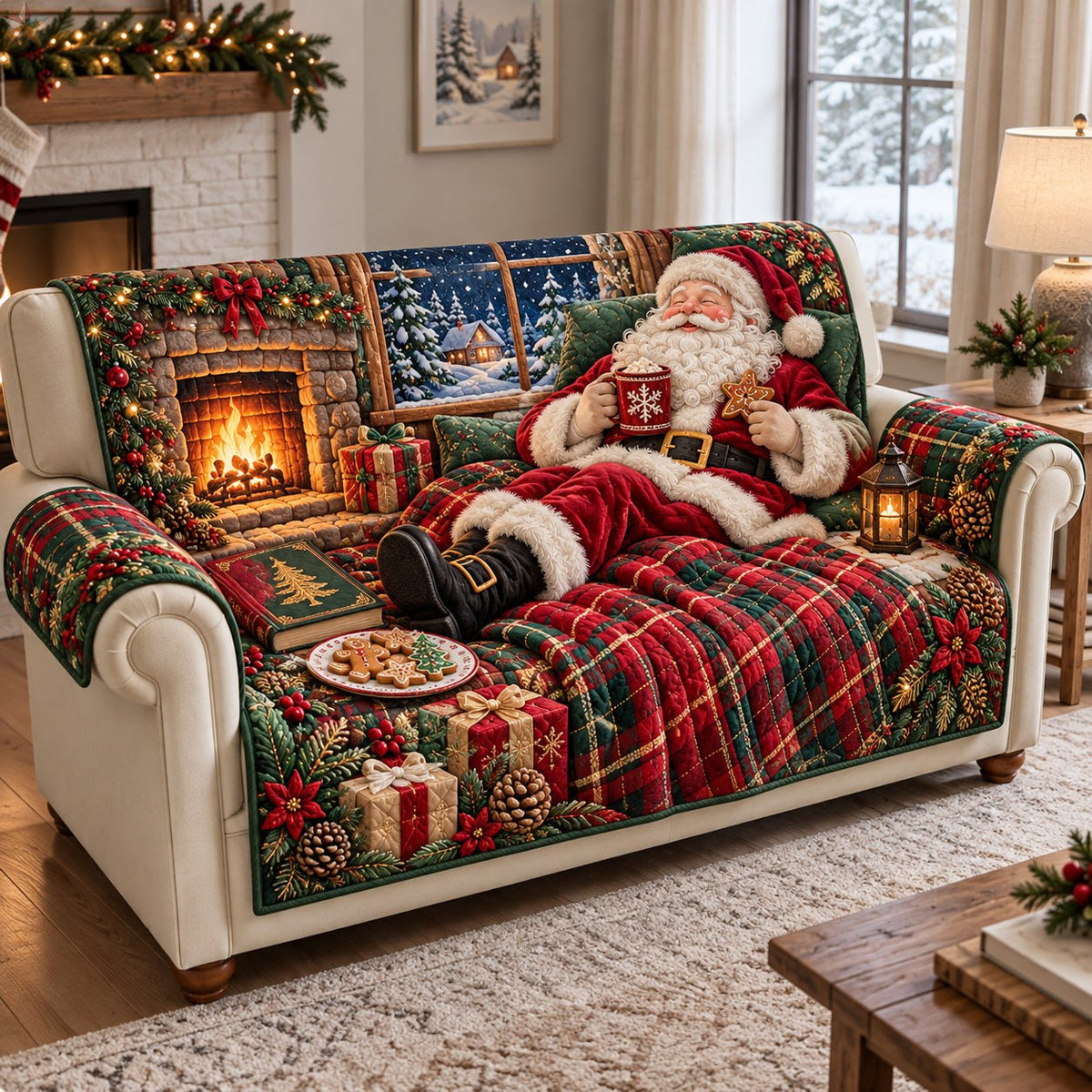 Santa Cozy Christmas Night Sofa Cover