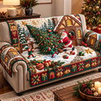 Santa Decorating Tree Sofa Cover