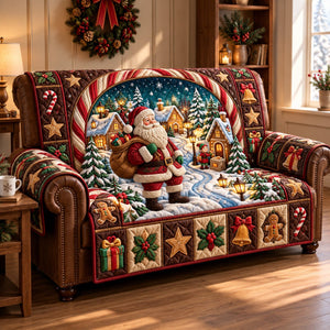 Santa Gingerbread Village Sofa Cover - Made to Order